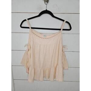 Aerie XL pink flowy gauzy top with bow closures at sides